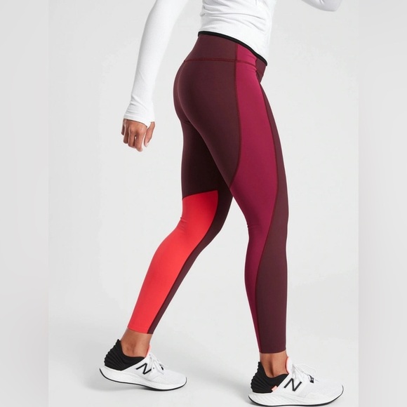 Athleta Burgundy and Red Colorblock Leggings size s - Picture 10 of 11